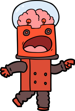 Bir insan tarafından çizilmiş çizgi film robotu