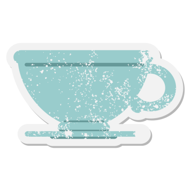 Bir insan tarafından çizilmiş kahve fincanı grunge etiketi.