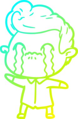 Bir insan tarafından çizilmiş ağlayan bir çizgi film karakteri çizimi.