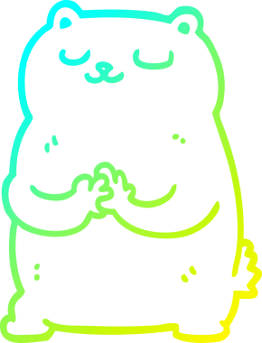 Bir insan tarafından çizilen çizgi film ayısının soğuk gradyan çizgisi.