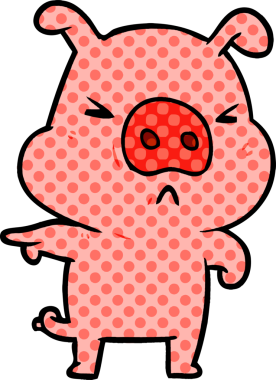 Bir insan tarafından çizilmiş kızgın domuz çizgi filmi.