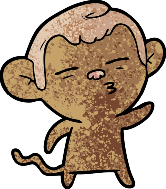 bir insan tarafından çizilmiş şüpheli maymun çizgi filmi