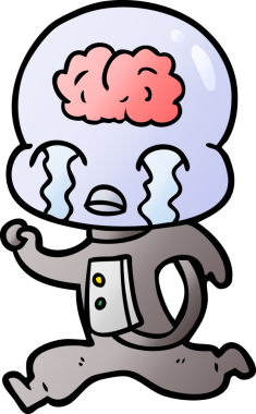 Bir insan tarafından çizilmiş koca beyinli bir uzaylı ağlaması.