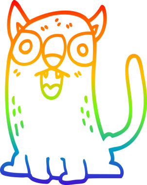 Gökkuşağı gradyan çizgi çizimi Bir insan tarafından çizilmiş komik kedi