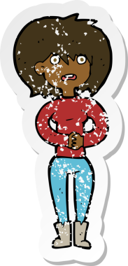 Bir insan tarafından çizilmiş endişeli bir karikatürün gerilimli çıkartması.