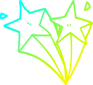 Bir insanın çizdiği kayan yıldızların soğuk çizgi çizimi.