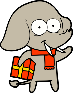 Bir insan tarafından çizilmiş mutlu bir çizgi film fili.