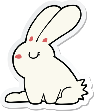 Bir insan tarafından çizilmiş çizgi film tavşanının çıkartması.