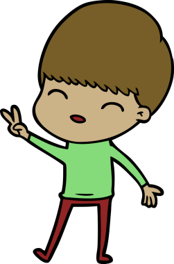 Bir insan tarafından çizilmiş mutlu çizgi film çocuğu.