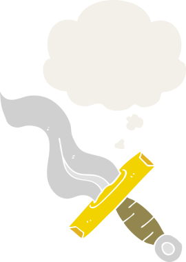 Düşünce baloncuğu olan çizgi film hançeri insan tarafından çizilmiş.