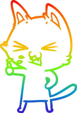 Gökkuşağı gradyan çizgi çizimi Bir insan tarafından çizilmiş bir çizgi kedi tıslama