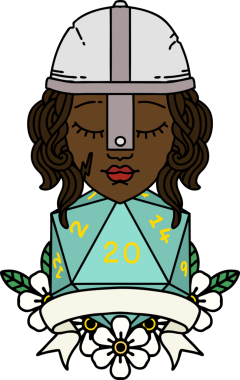 Retro Dövme Tarzı İnsan Savaşçısı Doğal 20 rulo ile Bir insan tarafından çizilmiş