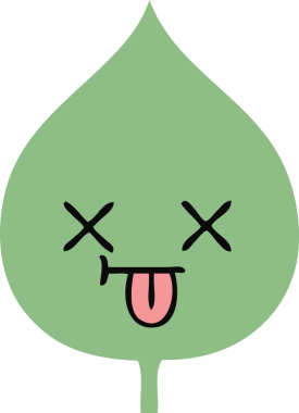 Bir insan tarafından çizilmiş dışavurumsal yaprağın düz renk retro karikatürü