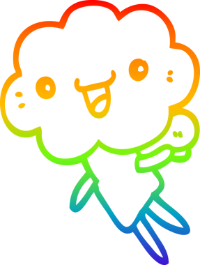 gökkuşağı gradyan çizgi çizimi bir insan tarafından çizilmiş bulut kafalı yaratık