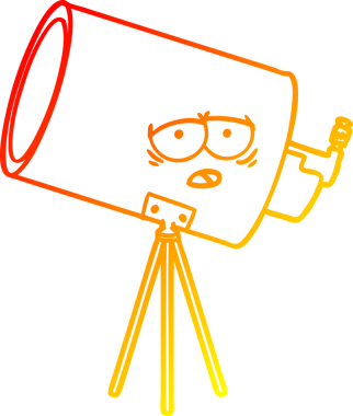 Bir çizgi filmin sıcak gradyan çizimi sıkılmış bir teleskop insan tarafından çizilmiş.