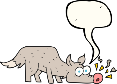 Bir insan tarafından çizilmiş serbest konuşma balonu karikatürü köpek koklaması.