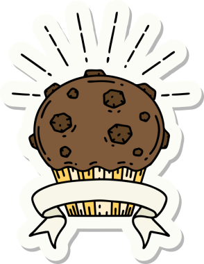 Bir insan tarafından çizilmiş dövme stili çikolatalı kek.