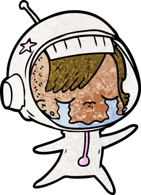 Bir insan tarafından çizilmiş ağlayan astronot kız.