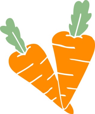 Bir insan tarafından çizilmiş karalama havuçları.