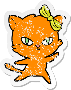 Bir insan tarafından çizilmiş şirin bir çizgi film kedisinin sıkıntılı çıkartması.