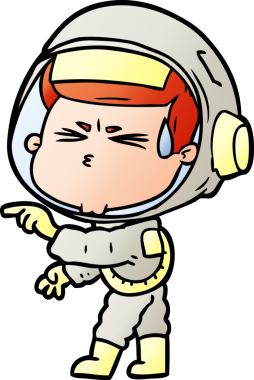 Çizgi film bir insan tarafından çizilmiş astronot.