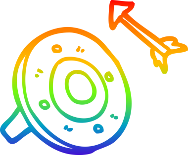 bir çizgi film kalkanı ve bir insan tarafından çizilmiş bir ok çizimi