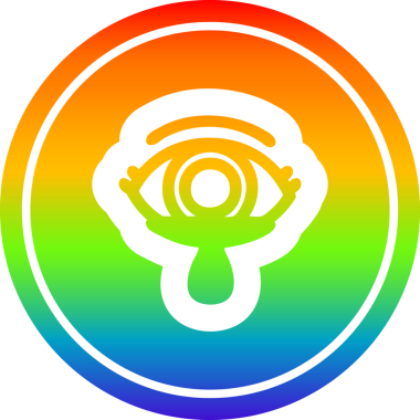 Gökkuşağı gradyan bir insan tarafından çizilmiş mistik göz ağlayan kan dairesel ikonu