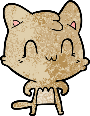 Bir insan tarafından çizilmiş mutlu bir kedi.