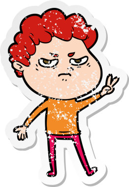 Bir insan tarafından çizilmiş kızgın bir adamın sıkıntılı çıkartması.