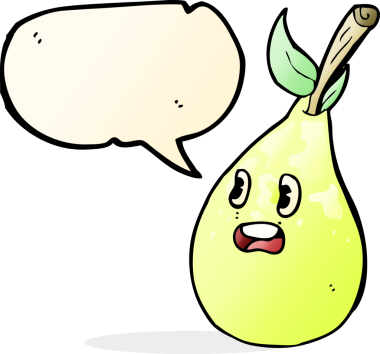 Bir insan tarafından çizilmiş konuşma baloncuklu armut.