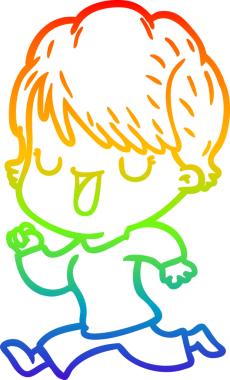 Gökkuşağı gradyan çizgi çizimi bir insan tarafından çizilmiş bir karikatür kadın