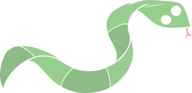 Bir insan tarafından çizilmiş düz renkli çizgi film yılanı.