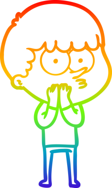 Gökkuşağı gradyanı çizimi Bir insan tarafından çizilmiş meraklı bir çocuk