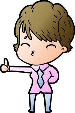 Bir insan tarafından çizilmiş bir çizgi film kadını.