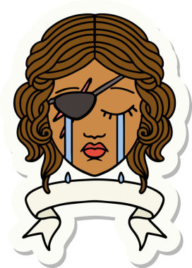 Bir insan tarafından çizilmiş bayrağı olan ağlayan bir insan hırsızının çıkartması.