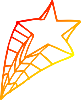 Bir insan tarafından çizilen dekoratif yıldız elementinin sıcak gradyan çizimi