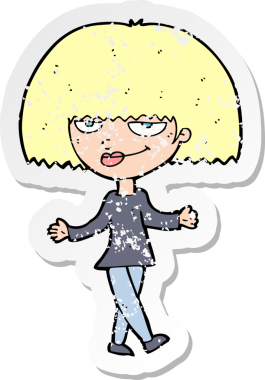 Bir insan tarafından çizilmiş kendini beğenmiş bir karikatürdeki gerilimli çıkartma.