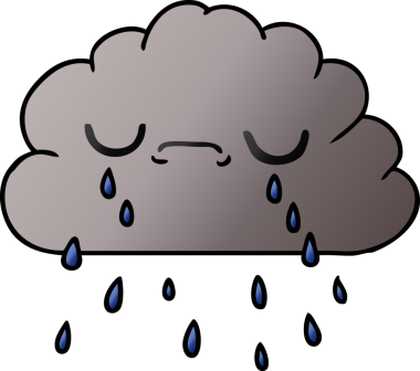 Bir insan tarafından çizilmiş ağlayan tatlı bulutun gradyan çizimi.