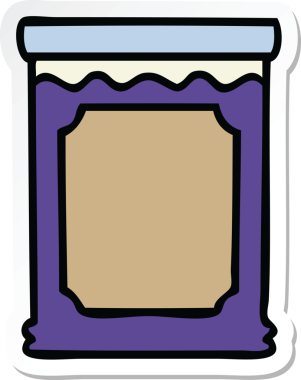 Bir insan tarafından çizilmiş garip bir el reçel kavanozunun çıkartması.