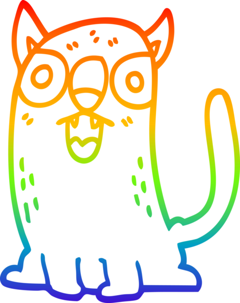 Gökkuşağı gradyan çizgi çizimi Bir insan tarafından çizilmiş komik kedi