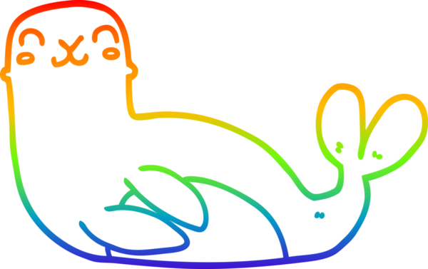 gökkuşağı gradyan çizgi çizimi bir insan tarafından çizilmiş fok