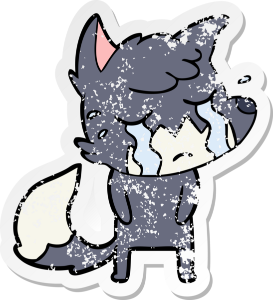 Bir insan tarafından çizilmiş ağlayan tilki çizgi filminin sıkıntılı çıkartması.