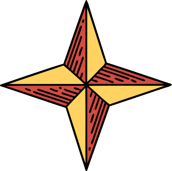 Bir insan tarafından çizilmiş geleneksel bir yıldız dövmesi.