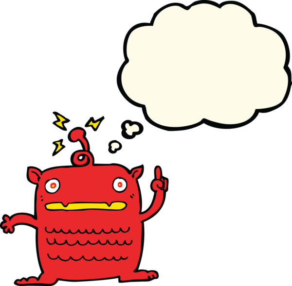 Bir insan tarafından çizilmiş düşünce baloncuğu olan garip bir uzaylı çizgi filmi.