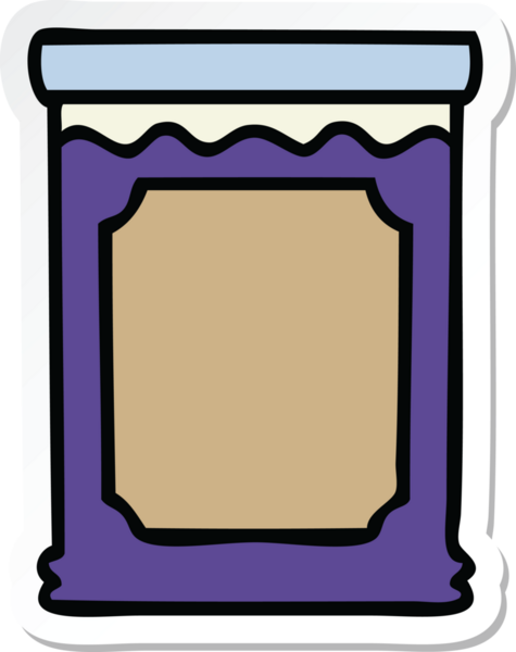 Bir insan tarafından çizilmiş garip bir el reçel kavanozunun çıkartması.