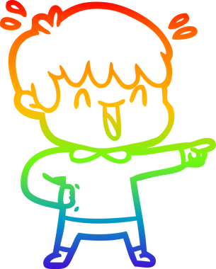 Gökkuşağının gradyan çizimi bir insan tarafından çizilmiş bir çizgi film karakteri.