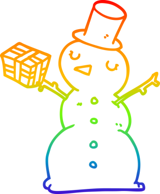 gökkuşağı gradyan çizgi çizimi bir insan tarafından çizilmiş bir kardan adam