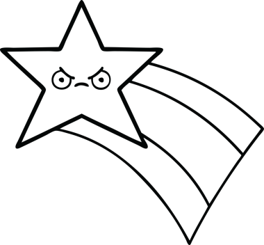 Bir insan tarafından çizilmiş kayan gökkuşağı yıldızının çizgi çizimi