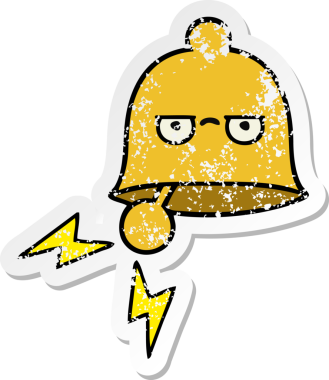 Bir insan tarafından çizilmiş sevimli bir karikatür çanın sıkıntılı çıkartması.