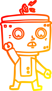 Bir insan tarafından çizilen çizgi film robotunun sıcak gradyan çizimi